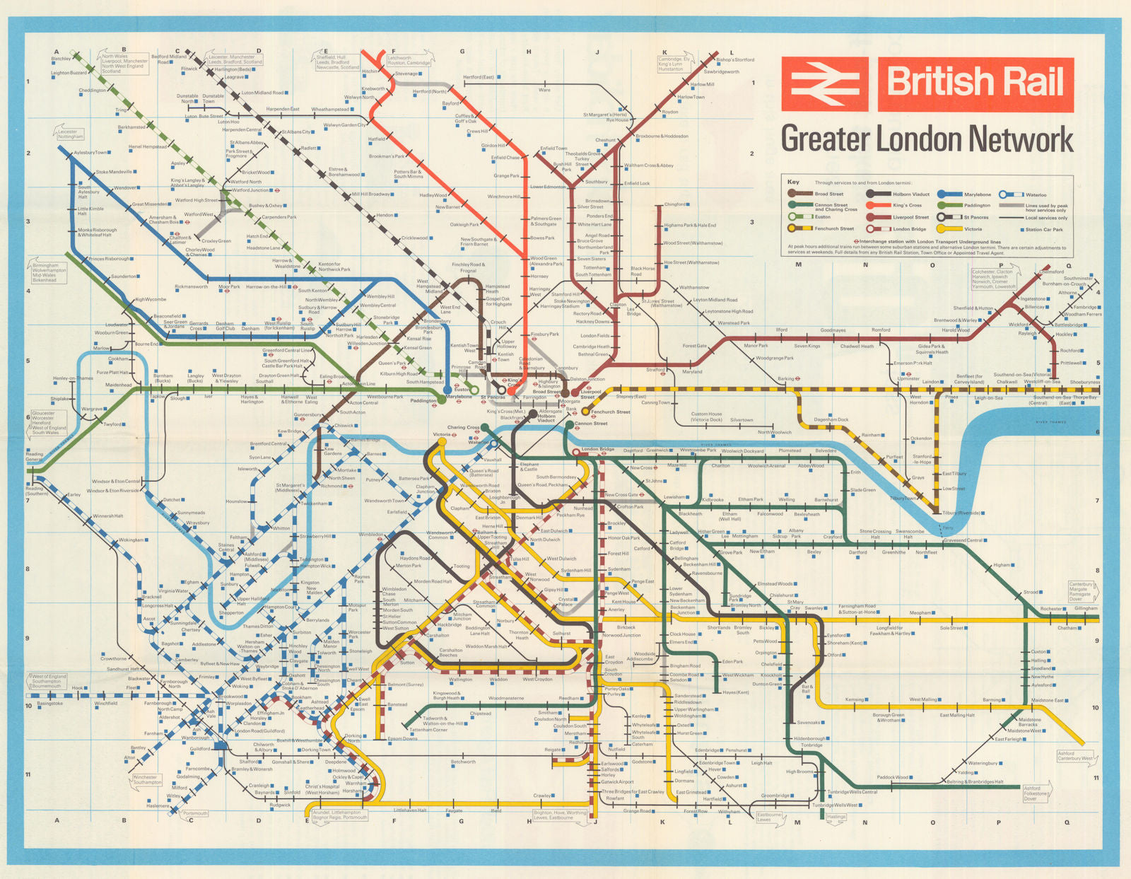 British Rail – Greater London Network P.2617/65 Diagrammatic transport map  1965